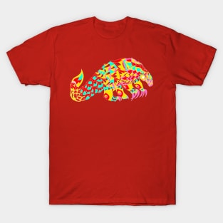 anteater pangolin rainbow ecopop in red lights T-Shirt